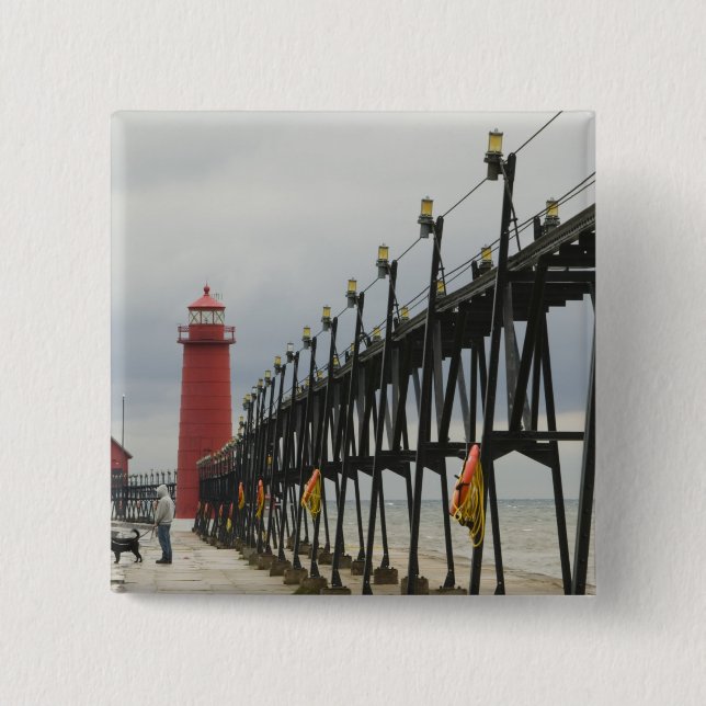 USA, Michigan, Lake Michigan Shore, Grand Haven: Button (Vorderseite)