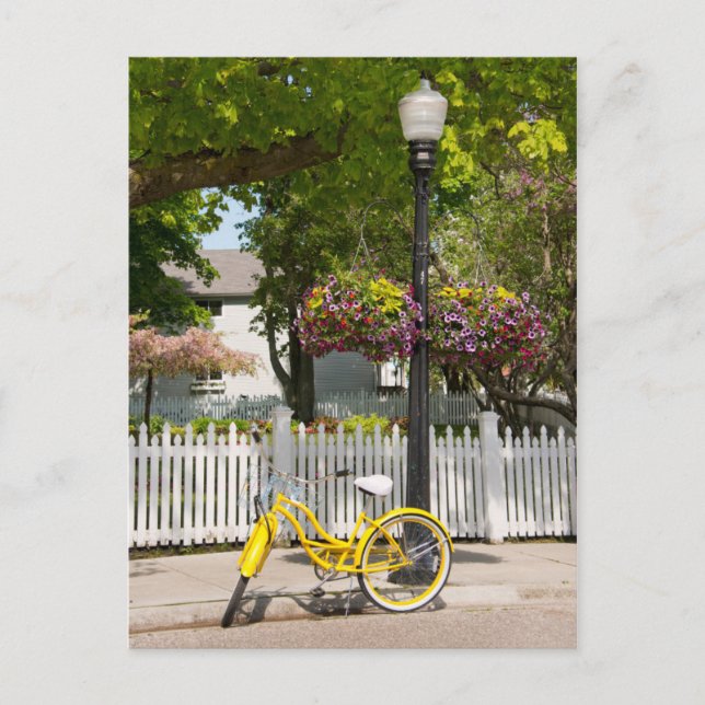 USA, Michigan, Mackinac Island. Gelbes Bike Postkarte (Vorderseite)
