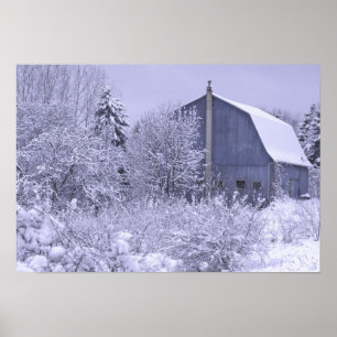 USA, Michigan, Rochester Hills. Verschneites Blau Poster