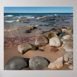 USA, Michigan. Runde Boulder auf 12 Meilen Poster