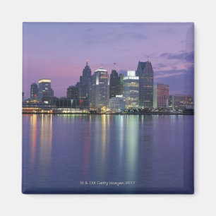 USA, Michigan, Skyline von Detroit, Nacht Magnet
