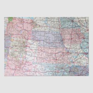 USA Midwest Map Seidenpapier