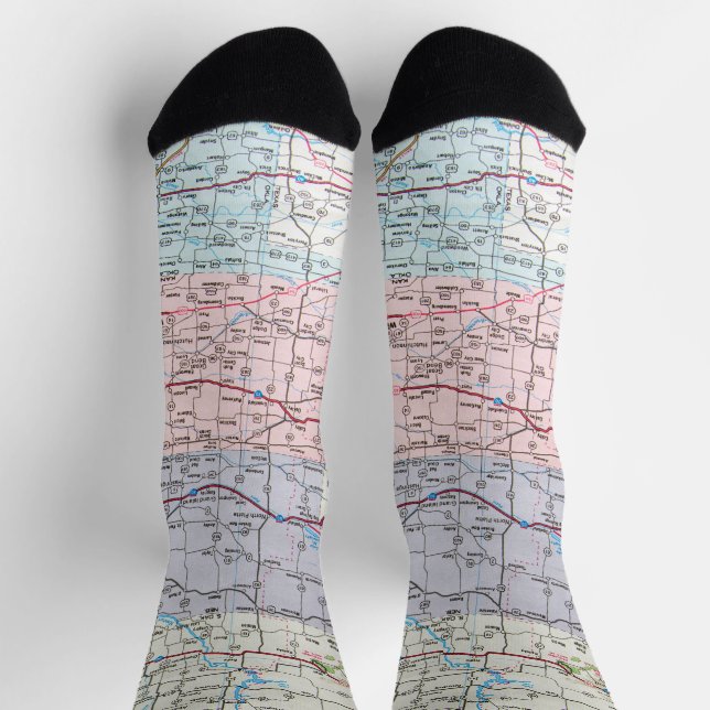 USA Midwest Road Map Socken (Oben)