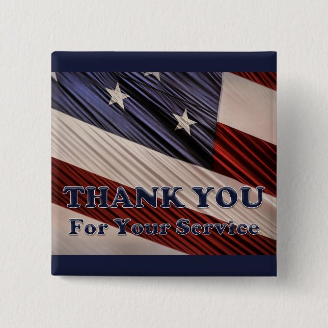 USA Military Veterans Patriotic Flag Vielen Dank Button (Vorderseite)
