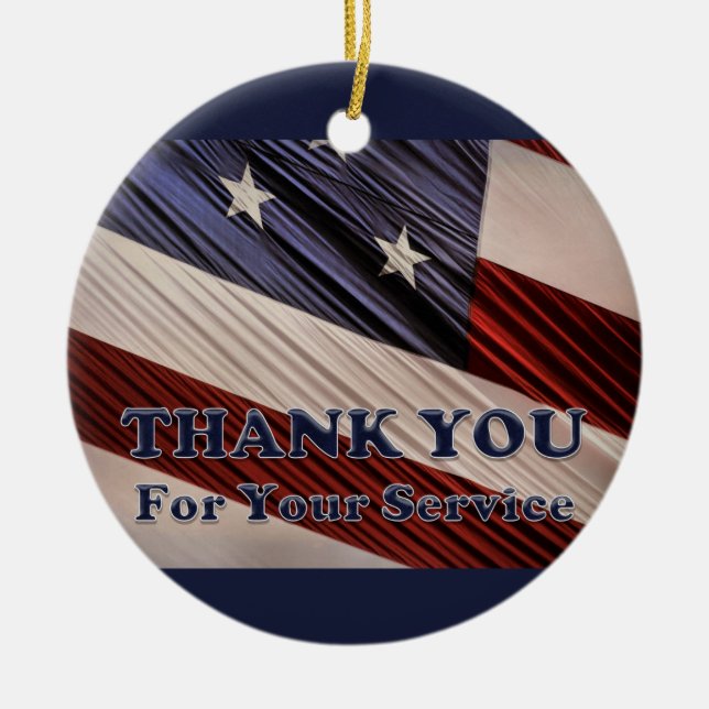 USA Military Veterans Patriotic Flag Vielen Dank Keramik Ornament (Vorne)