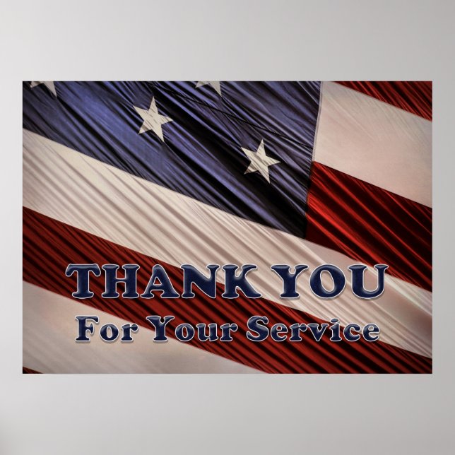 USA Military Veterans Patriotic Flag Vielen Dank Poster (Vorne)