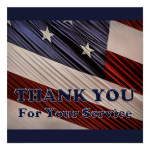 USA Military Veterans Patriotic Flag Vielen Dank Poster