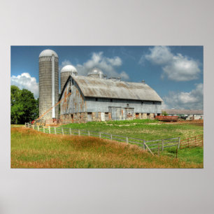 USA, Minnesota Scheune und Silo Poster