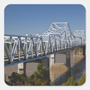 USA, Mississippi, Vicksburg. Autobahn I-20 Quadratischer Aufkleber