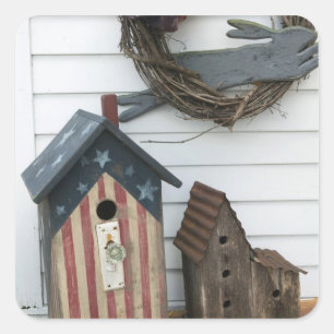 USA, Missouri, Herman: Patriotische Birdhouses, Quadratischer Aufkleber