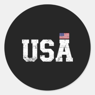 USA mit amerikanischer Flagge für Unabhängigkeitst Runder Aufkleber