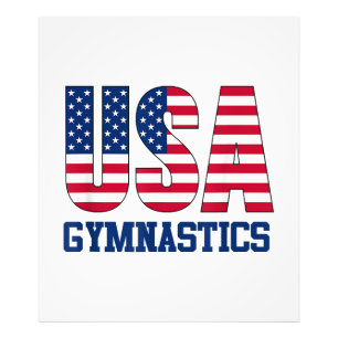 USA mit amerikanischer Flagge Gymnastik Sports Fotodruck