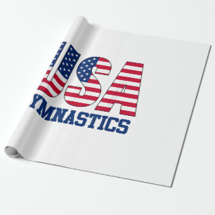 USA mit amerikanischer Flagge Gymnastik Sports Geschenkpapier