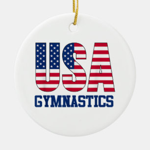 USA mit amerikanischer Flagge Gymnastik Sports Keramik Ornament