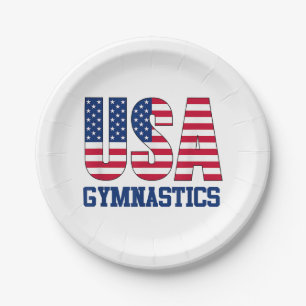 USA mit amerikanischer Flagge Turnen Sport Pappteller