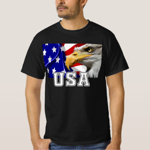 USA mit amerikanischer Flagge und wachsamer Adler T-Shirt
