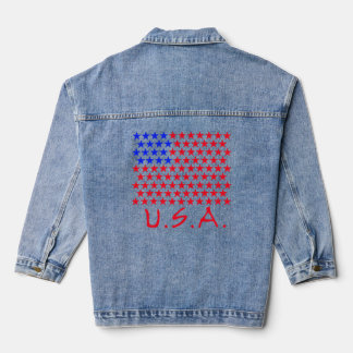 USA mit Blue and Red Stars Patriotic Jeansjacke