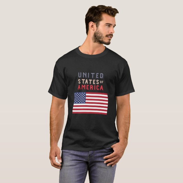USA mit Flagge T-Shirt (Vorne ganz)