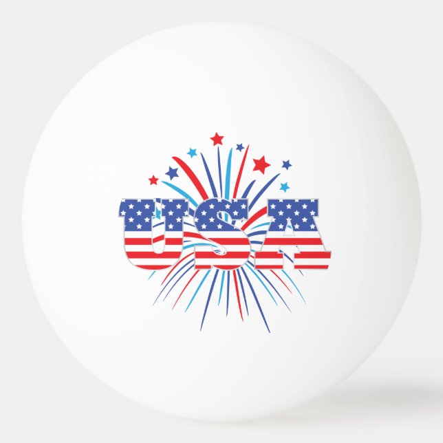 USA mit roten weißen und blauen Feuerwerken Tischtennisball (Vorderseite)