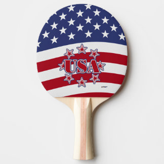 USA mit Sternen und amerikanischer Flagge Tischtennis Schläger