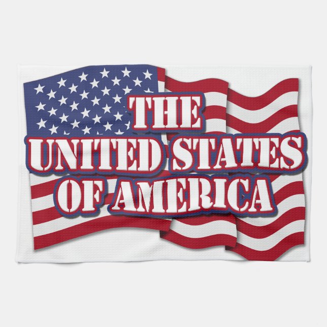 USA mit US-Flagge Geschirrtuch (Horizontal)