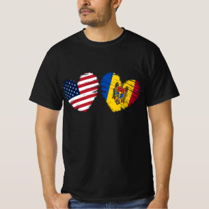 USA Moldau Flaggenstaat Heart Moldauisch Amerikani T-Shirt