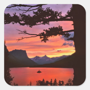 USA, Montana, Glacier-Nationalpark. Landschaft Quadratischer Aufkleber