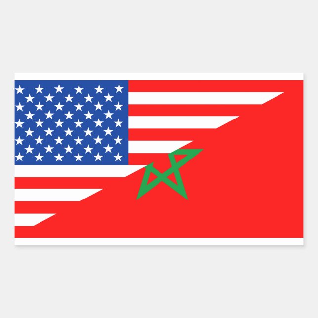 usa morocco Land Halbfahne Amerikanische Symbol Rechteckiger Aufkleber (Vorderseite)