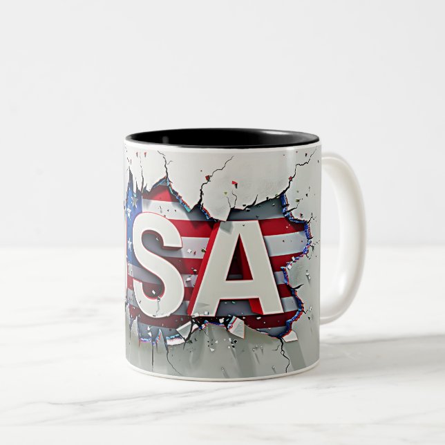 USA Mug, 4th of July Mug, Independence Day Zweifarbige Tasse (VorderseiteRechts)