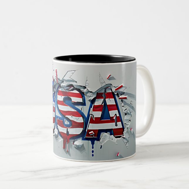 USA Mug, 4th of July Mug, Independence Day Zweifarbige Tasse (VorderseiteRechts)
