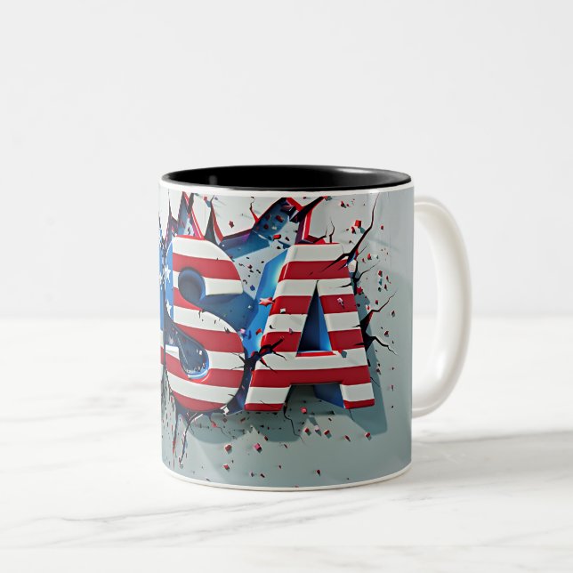 USA Mug, 4th of July Mug, Independence Day Zweifarbige Tasse (VorderseiteRechts)