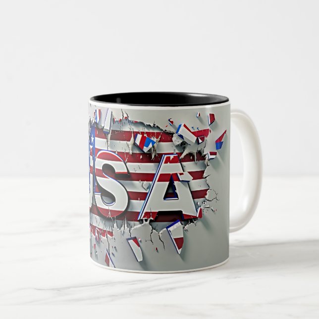 USA Mug, 4th of July Mug, Independence Day Zweifarbige Tasse (VorderseiteRechts)