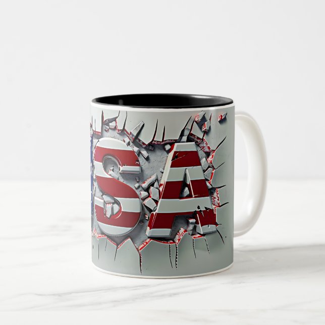 USA Mug, 4th of July Mug, Independence Day Zweifarbige Tasse (VorderseiteRechts)