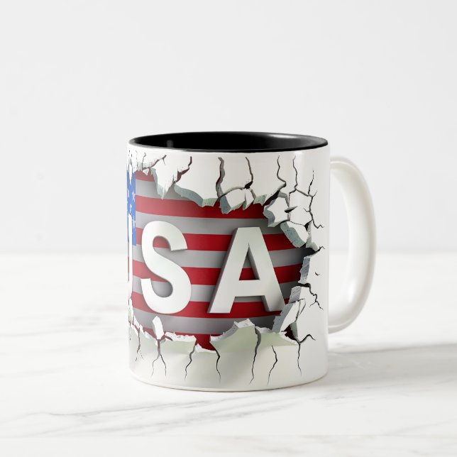 USA Mug, 4th of July Mug, Independence Day Zweifarbige Tasse (VorderseiteRechts)