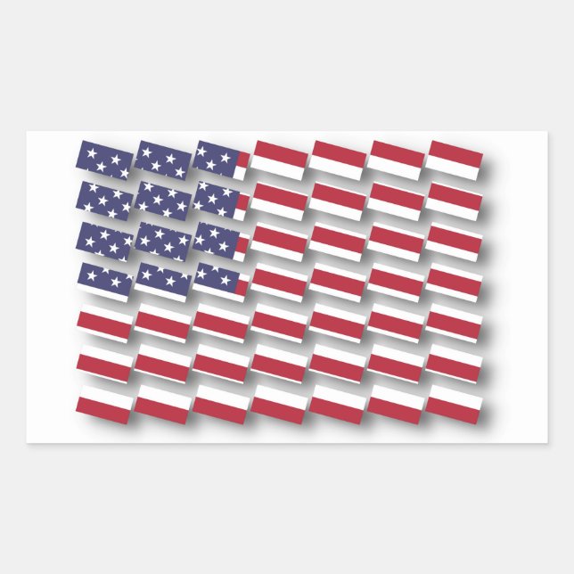 USA Multi Section Flag Muster Rechteckiger Aufkleber (Vorderseite)