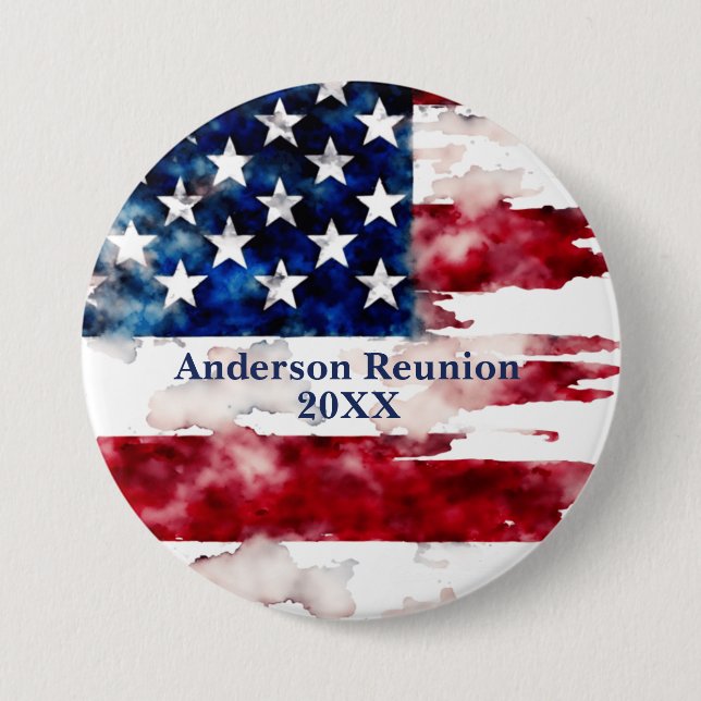 USA Nachname Name Benutzerdefinierte Flaggenfarben Button (Vorderseite)