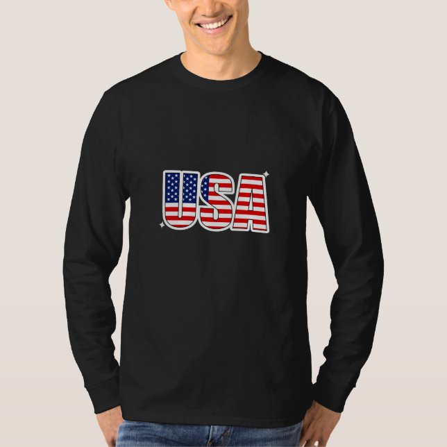 USA Name Basic Langarm T-Shirt (Vorderseite)