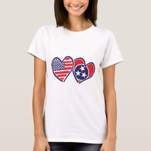 USA - Nashville-Flag-Hearts T-Shirt