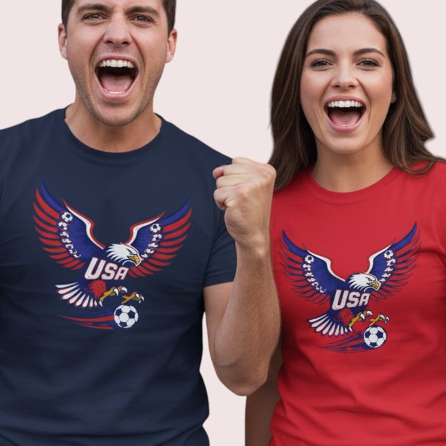 USA National Team Soccer Eagle Patriotic Graphic  T-Shirt (Use Personalized to change color/font.
Choose a color that matches the background color of shirt)