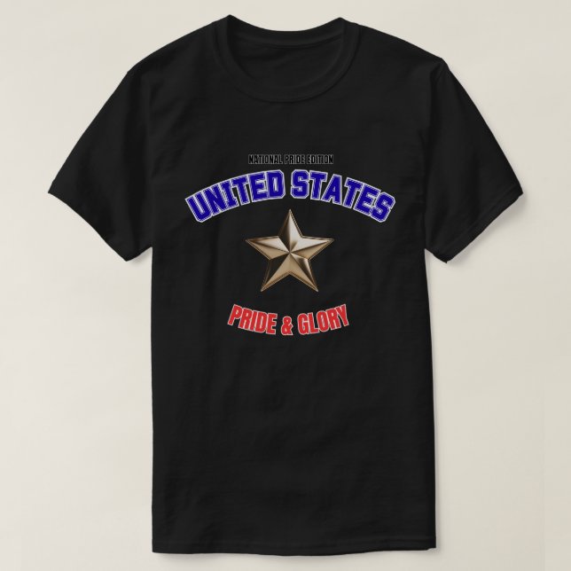 USA Nationalstolz Edition Basic Dunkles T-Shirt (Design vorne)