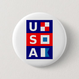 USA Nautic Red White Blue Maritime Sailing Flags Button