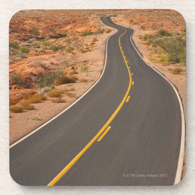 USA, Nevada, Tal des Feuers, Wüstenstraße Getränkeuntersetzer (Vorderseite)