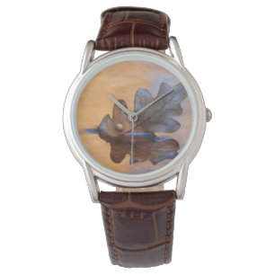 USA, New Mexico. Eichenblätter in Stream Armbanduhr