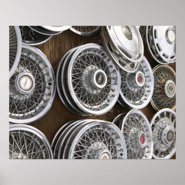 USA, New Mexico, Prewitt: Auto Hubcaps / Rt. 66 Poster (Vorne)