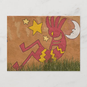 USA, New Mexico, Santa Fe. Wandgemälde von einem Postkarte