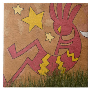 USA, New Mexico, Santa Fe. Wandmalerei Fliese