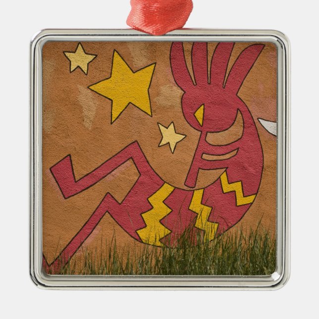 USA, New Mexico, Santa Fe. Wandmalerei Ornament Aus Metall (Vorne)