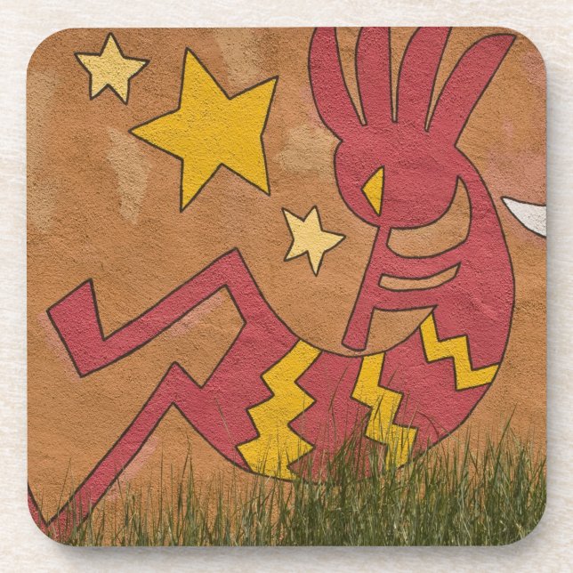 USA, New Mexico, Santa Fe. Wandmalerei Untersetzer (Vorderseite)