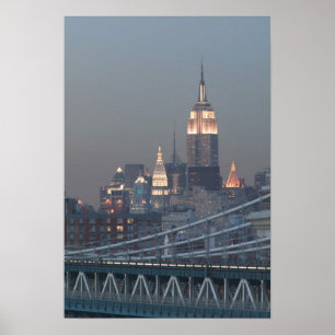 USA, New York City, Blick auf die Manhattan Bridge Poster