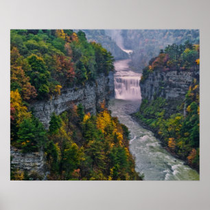USA, New York, Letchworth State Park. Fluss und Poster